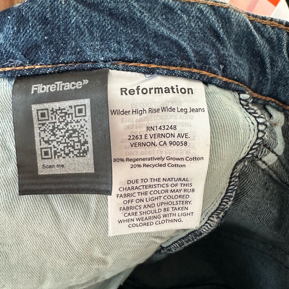 New Reformation women’s Wilder Blue High-Rise Wide-Leg Jeans NWT, Size 30 - Picture 5 of 5